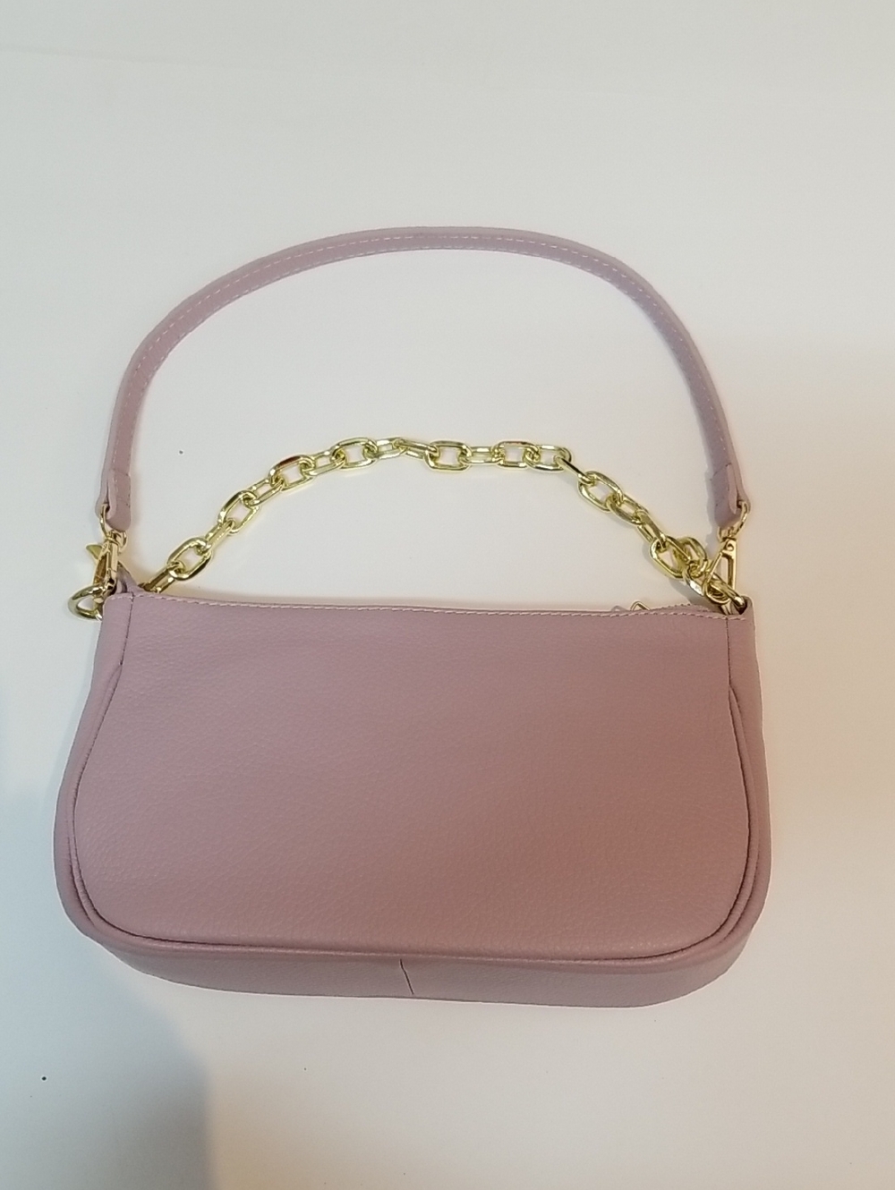 Stylish Pink Shoulder Bag with Gold Chain